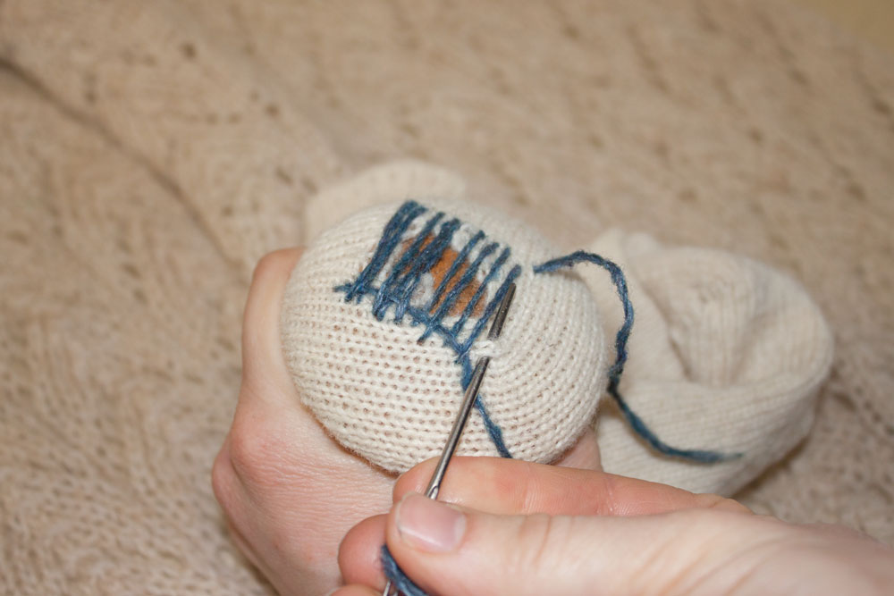 Repairing Knit Socks with a Darning Loom, Step-by-Step Tutorial