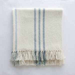 Traceable Textiles Parkland 100% Alberta Wool Handwoven Blankets - Indigo Ombre Stripe