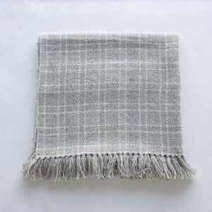 Traceable Textiles Parkland 100% Alberta Wool Handwoven Blankets - Light Grey and Natural Check