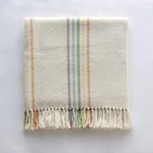 Traceable Textiles Parkland 100% Alberta Wool Handwoven Blankets - Rainbow Stripe in Natural