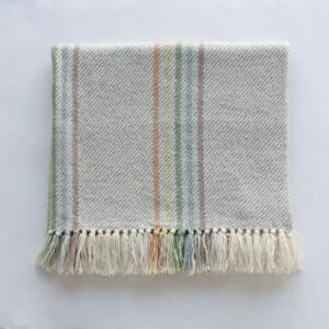 Traceable Textiles Parkland 100% Alberta Wool Handwoven Blankets - Rainbow Stripe in Soft Grey